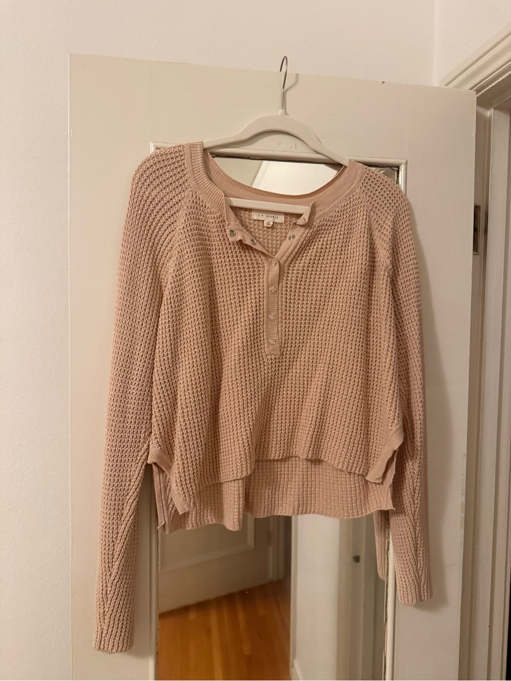 Nordstrom Blush Waffle Henley Pullover